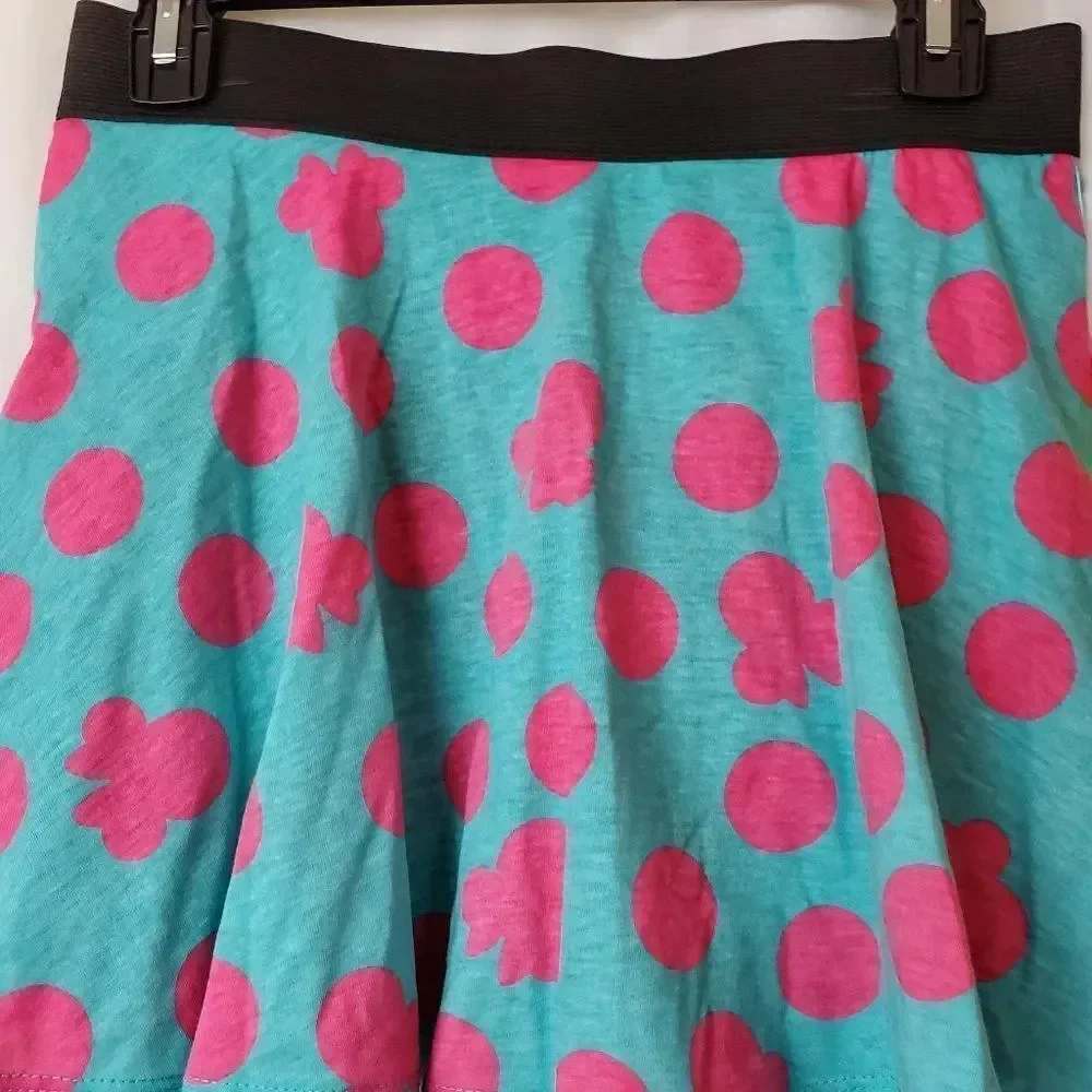 NEW DISNEY MINNIE MOUSE POLKA DOT SKORT MINNIE MOUSE SKIRT, TEAL WITH PINK POLKA